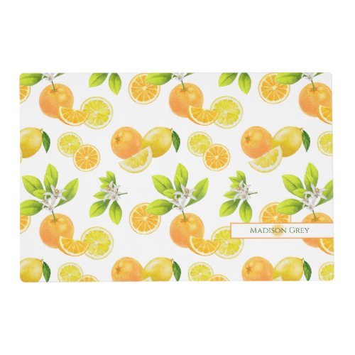 Citrus Fruits Art Oranges and Lemons Patten Placemat