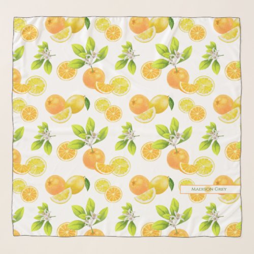 Citrus Fruits Art Oranges and Lemons Patten Scarf