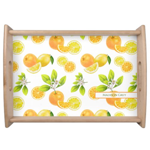 Citrus Fruits Art Oranges and Lemons Patten Serving Tray