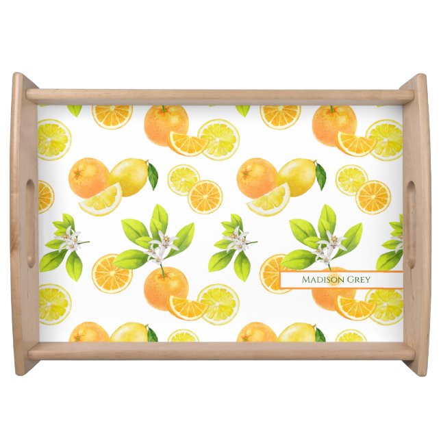 Citrus Fruits Art Oranges and Lemons Patten Serving Tray (Front)