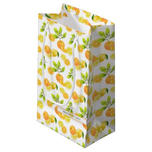 Citrus Fruits Art Oranges and Lemons Patten Small Gift Bag