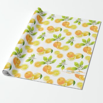 Citrus Fruits Art Oranges And Lemons Patten Wrapping Paper by LifeInColorStudio at Zazzle
