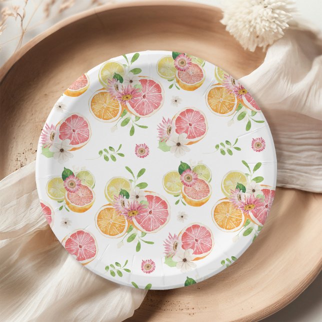 Citrus Fruits Bridal Shower Paper Plates (Creator Uploaded)
