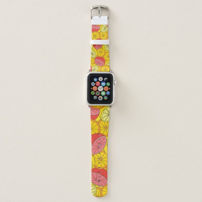 Citrus Fruits Bright Seamless Pattern Apple Watch Band (Front)