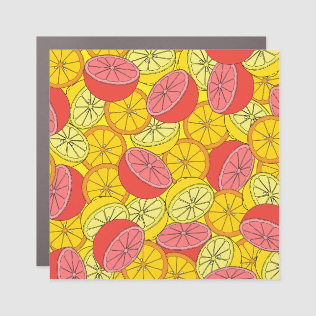 Citrus Fruits Bright Seamless Pattern Car Magnet (Front)