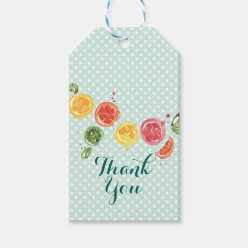 Citrus Fruits in Watercolor Thank You Gift Tags