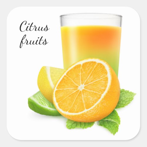 Citrus fruits juice square sticker