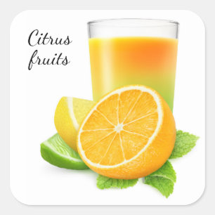 Citrus fruits juice square sticker