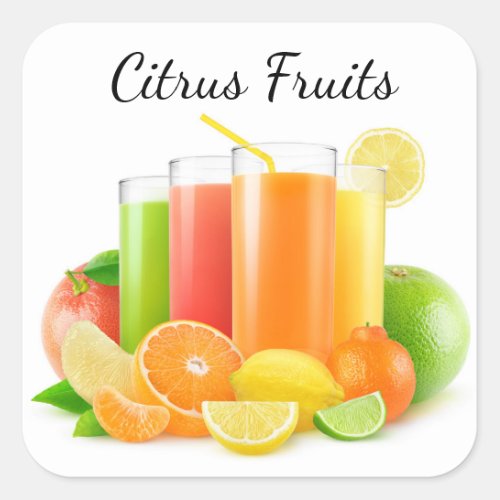 Citrus fruits juices square sticker
