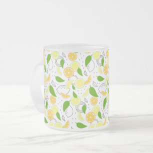Citrus Fruits Lemon Orange Modern. Frosted Glass Coffee Mug