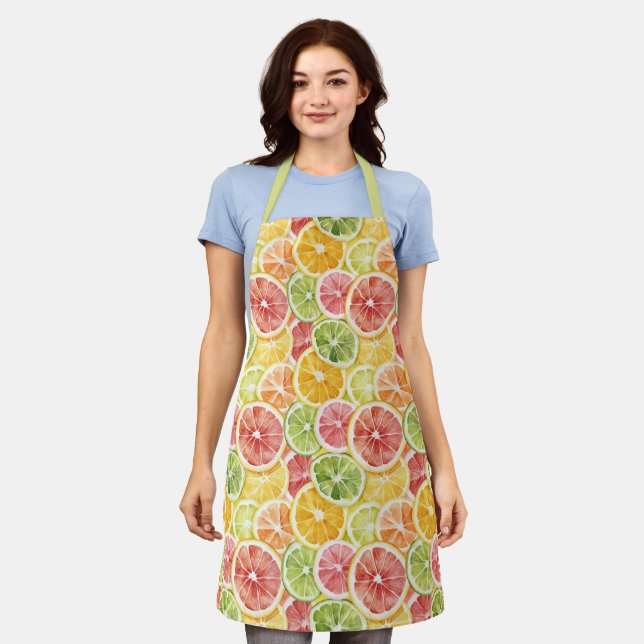 Citrus Fruits Lime Lemon Orange Grapefruit Apron (Worn)