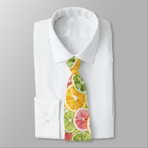 Citrus Fruits Lime Lemon Orange Grapefruit Neck Tie