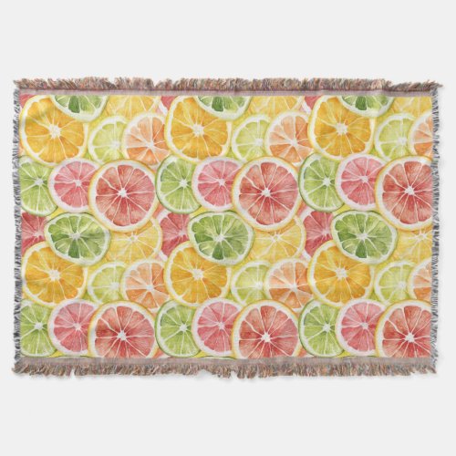 Citrus Fruits Lime Lemon Orange Grapefruit Throw Blanket