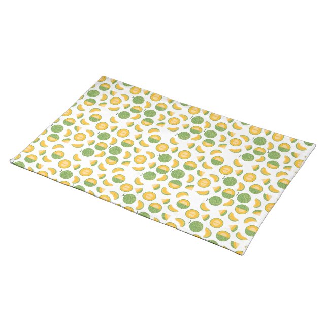Citrus Fruits Scattered Design Cloth Placemat (On Table)