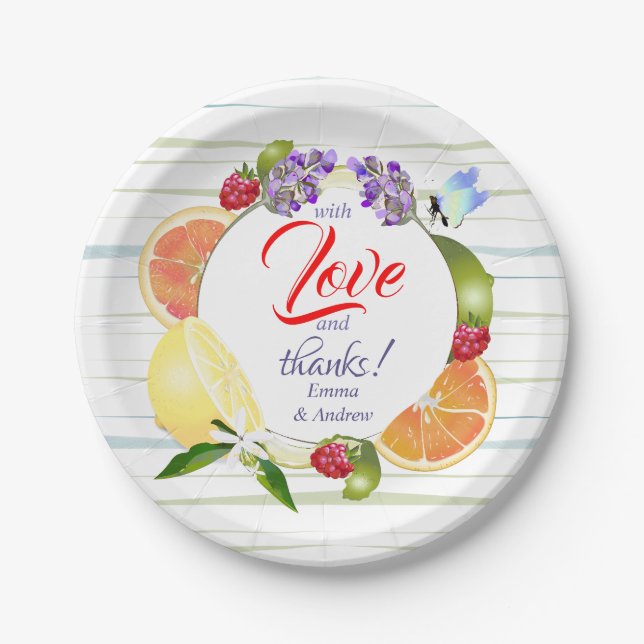 Citrus Fruits | Thank You Paper Plates (Front)
