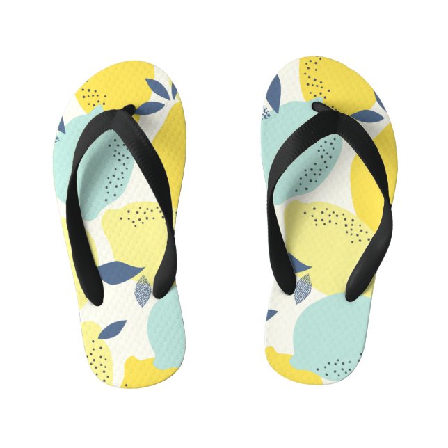 Citrus fruits, vibrant seamless pattern. kid's flip flops (Footbed)