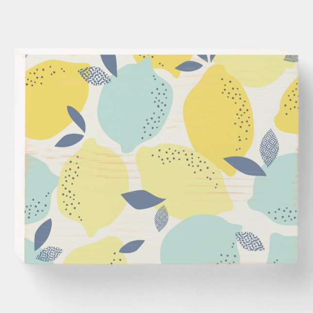 Citrus fruits, vibrant seamless pattern. wooden box sign (Front Horizontal)
