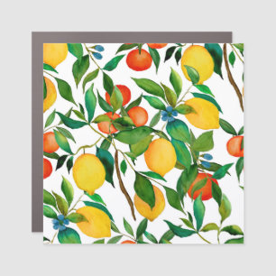 Citrus fruits, vibrant watercolor pattern. car magnet