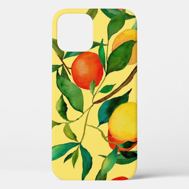 Citrus fruits, vibrant watercolor pattern. Case-Mate iPhone case (Back)