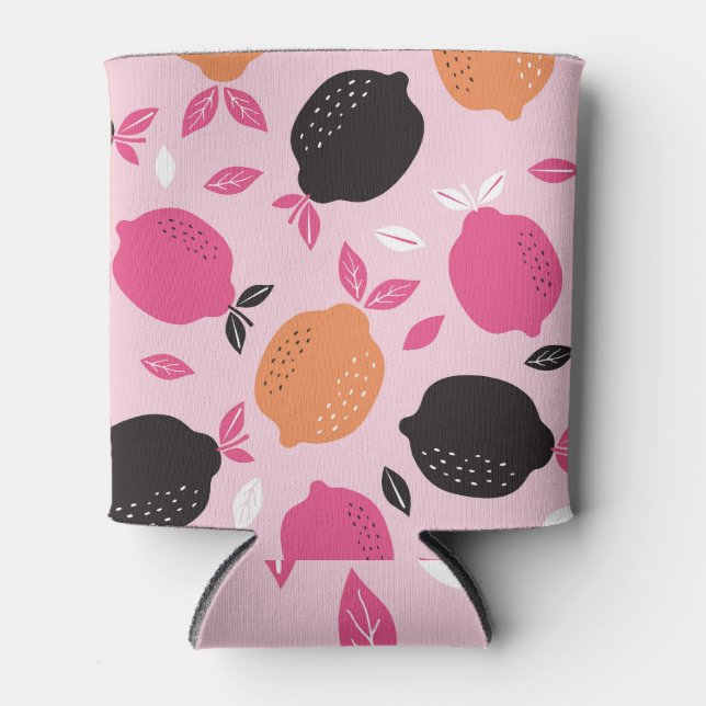 Citrus fruits, vintage textile pattern. can cooler (Front)