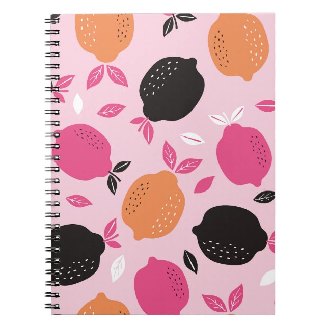 Citrus fruits, vintage textile pattern. notebook (Front)