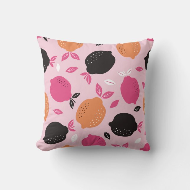 Citrus fruits, vintage textile pattern. throw pillow (Front)