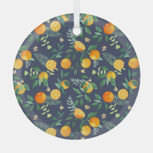 Citrus Fusion: Oranges with Tropical Flair Glass Ornament