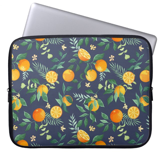 Citrus Fusion: Oranges with Tropical Flair Laptop Sleeve (Front)