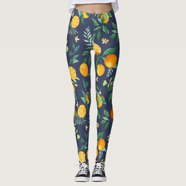 Citrus Fusion: Oranges with Tropical Flair Leggings (Front)