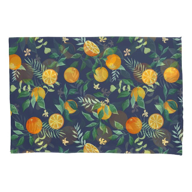 Citrus Fusion: Oranges with Tropical Flair Pillow Case (Front)
