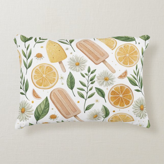 Citrus Garden Accent Pillow – Lemon Popsicle & Dai (Front)