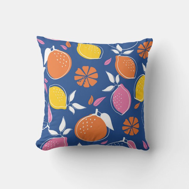 Citrus Garden Delight Throw Pillow (Front)