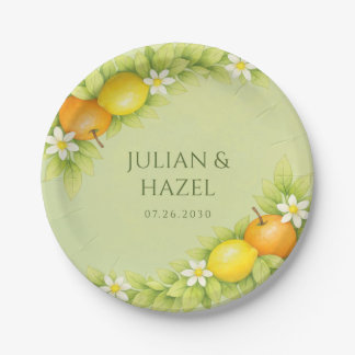 Citrus Garden Orange & Lemon Wedding Paper Plates