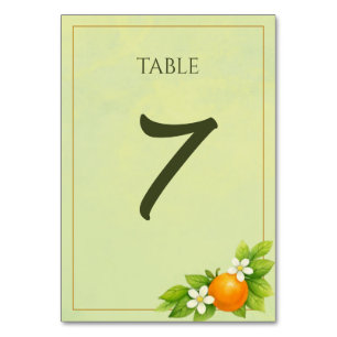 Citrus Garden Orange & Lemon Wedding Table Number