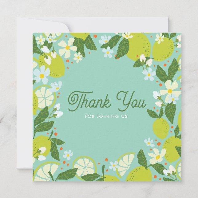 Citrus Garden Thank You Card - Mint Green Design (Front)