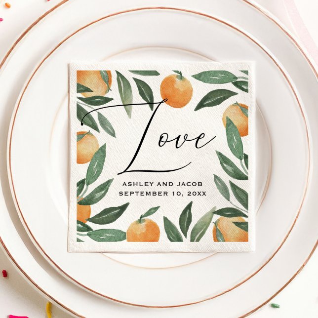Citrus Garden Wedding | Watercolor Summer Orange Napkins (Creator Uploaded)