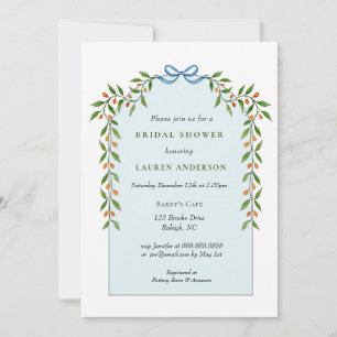 Citrus garland Arch Pale blue Bridal shower  Invitation