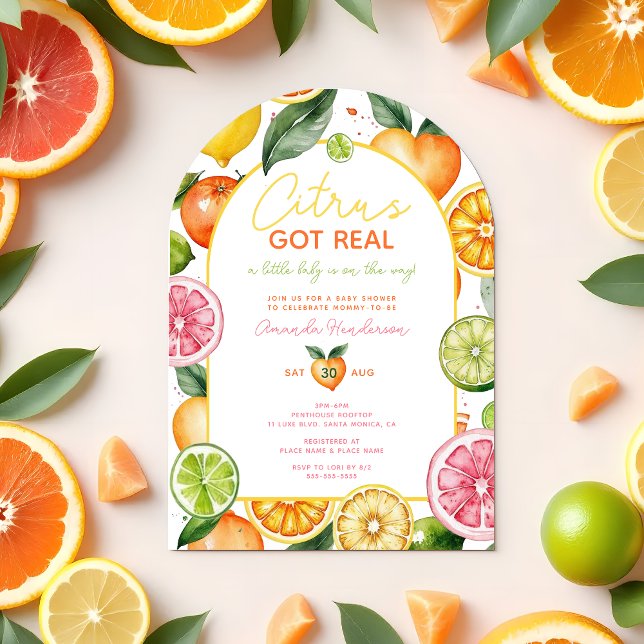 Citrus Got Real Watercolor Fruit Baby Shower  Invitation (Citrus Got Real Baby Shower Invitation | Fruit Baby Shower)