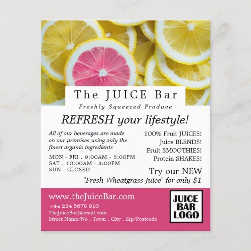 Citrus Grapefruit Slices Juice Bar Advertising Flyer