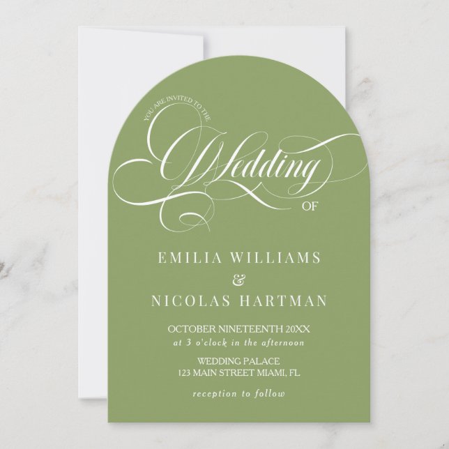 Citrus Green All In One Wedding Invitation (Front)