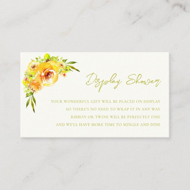 Citrus Green and Yellow Handwritten Display Shower Enclosure Card (Front)