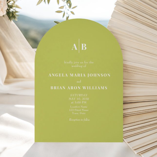 Citrus Green Arched QR Code Wedding Invitation (Creator Uploaded)
