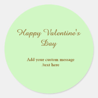 Citrus green brown happy Valentine's day simple Classic Round Sticker