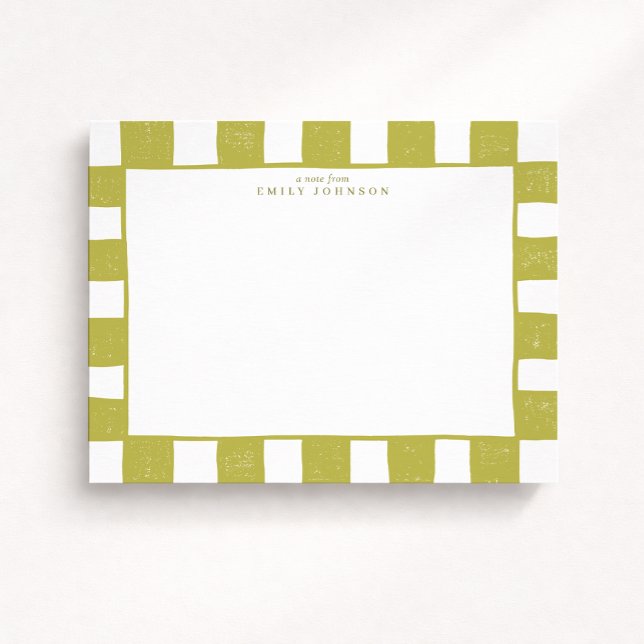 Citrus Green Checker Note Card (Creator Uploaded)