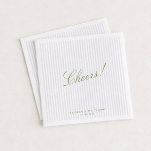 Citrus Green Cheers Light Blue Stripes Wedding Nap Napkins