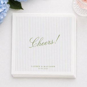 Citrus Green Cheers Light Blue Stripes Wedding Nap Napkins
