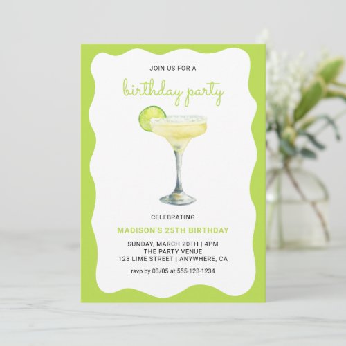 Citrus Green Chic Wavy Summer Cocktail Birthday