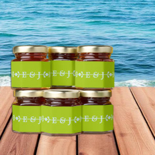 Citrus Green & Coastal Blue Wedding Honey Jar Favors