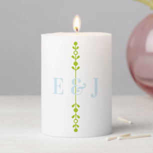 Citrus Green & Coastal Blue Wedding Pillar Candle