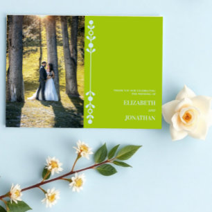Citrus Green & Coastal Blue Wedding Thank You Card